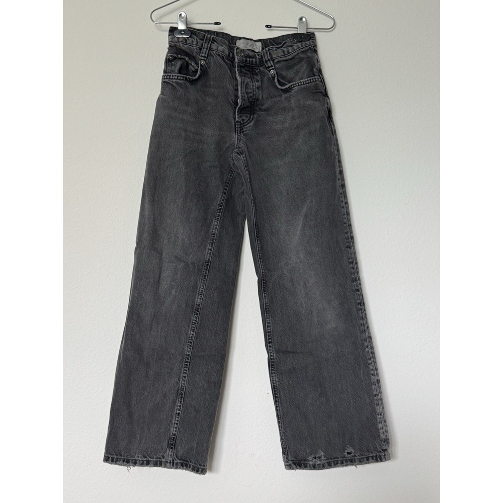 Free People Women's Black Denim Jeans Straight Leg Size 24